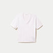 T-shirt col v manches courtes blanc femme