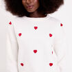 Pull &agrave; motifs coeurs ecru femme
