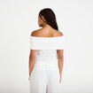 Top col bardot ecru femme