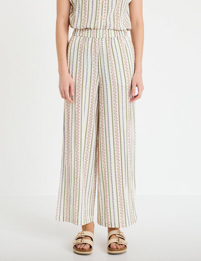 Pantalon coupe large beige femme