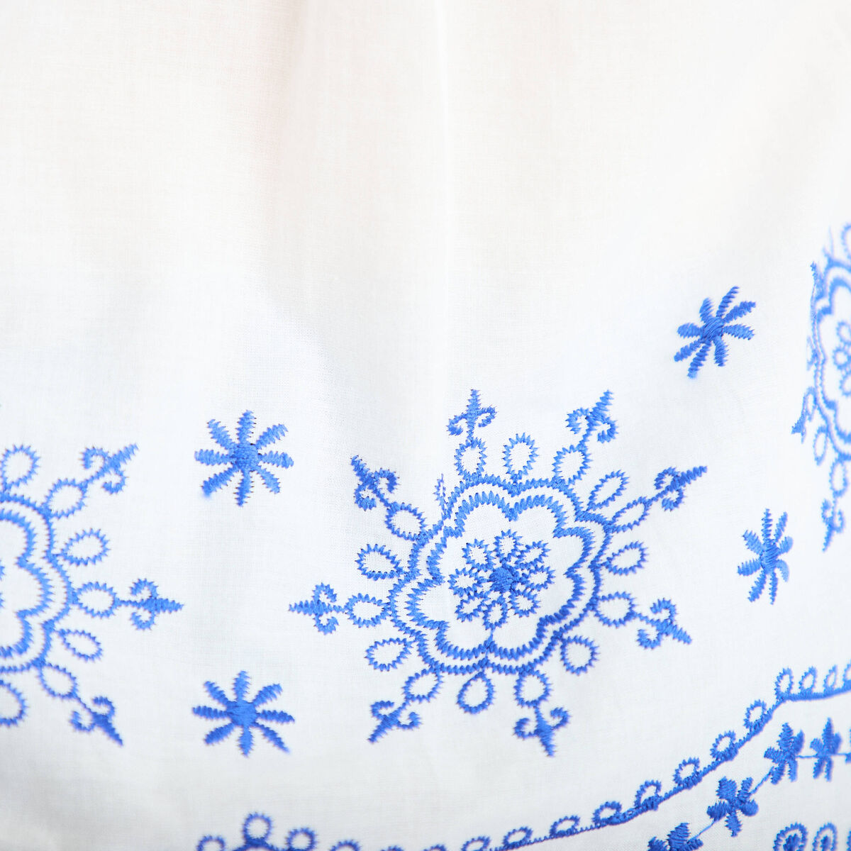 Chemise brod&eacute;e manches courtes ecru femme