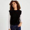D&eacute;bardeur col rond avec sequin noir femme