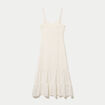 Robe longue &eacute;vas&eacute;e col v bretelles ecru femme