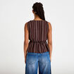 Blouse sans manches col v marron femme
