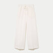 Pantalon large taille &eacute;lastiqu&eacute;e ecru femme