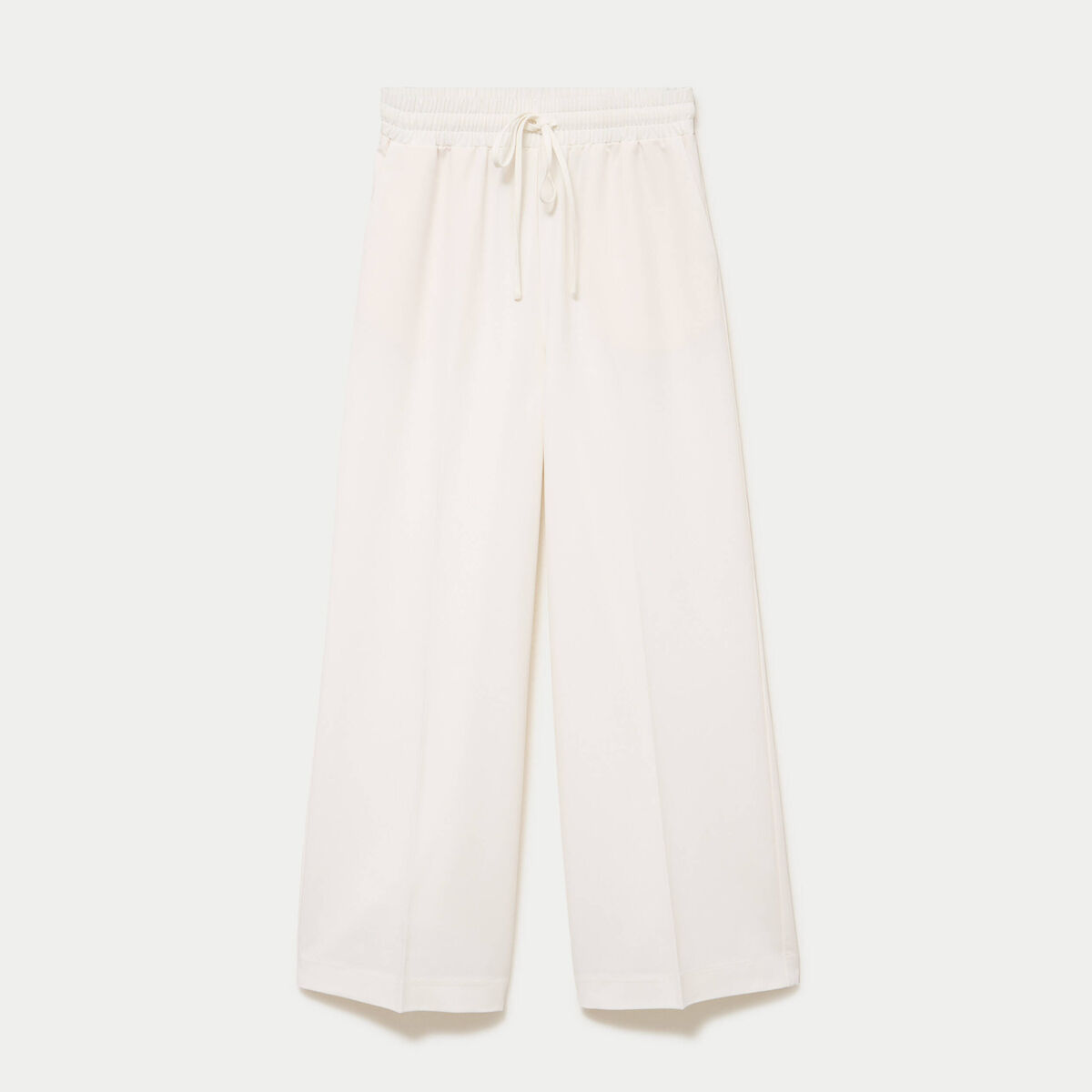 Pantalon large taille &eacute;lastiqu&eacute;e ecru femme