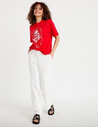 T-shirt oversize manches courtes rouge femme