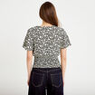 Blouse cintr&eacute;e cropped manches courtes noir femme