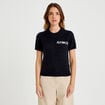 Pull ample manches courtes bleu marine femme