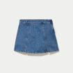 Jupe-short trap&egrave;ze en jean denim double stone femme