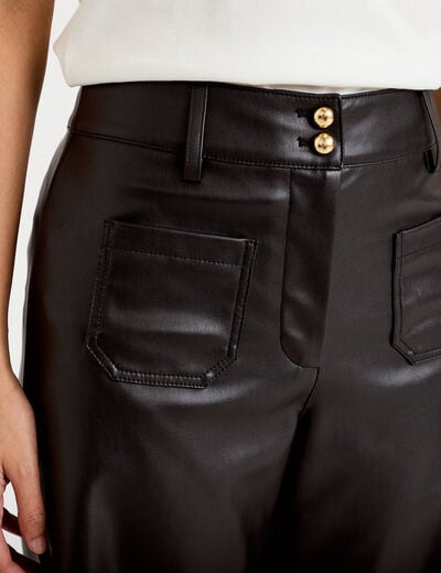 Pantalon bootcut 3/4 taille haute noir femme