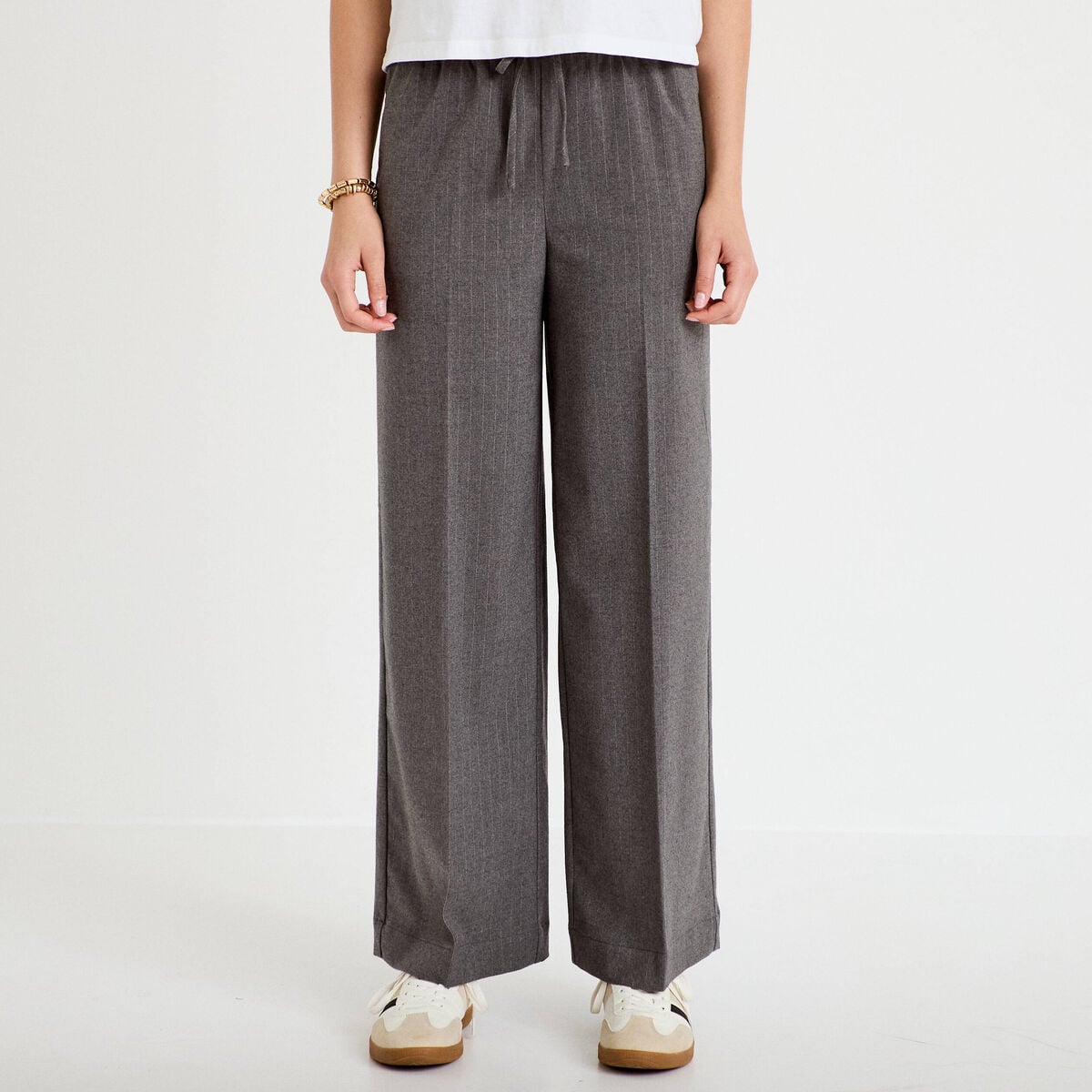 Pantalon bootcut taille standard gris femme