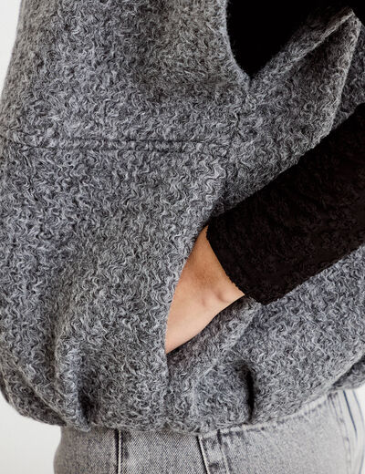 Gilet oversize sans manches col rond gris clair femme