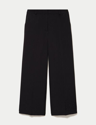 Pantalon bootcut &agrave; strass noir femme