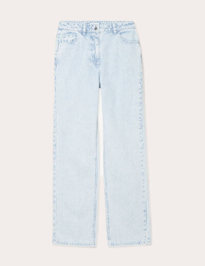 Jean droit taille haute bleu gris femme