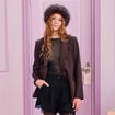 Blazer ajust&eacute; manches longues marron fonc&eacute; femme