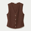 Gilet sans manches col v marron femme