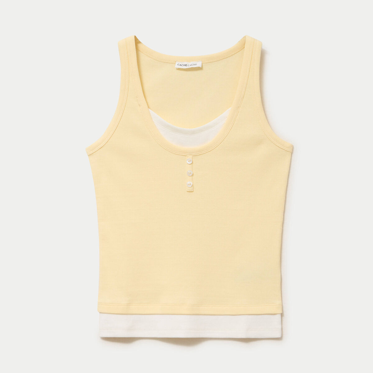 D&eacute;bardeur ajust&eacute; col rond jaune pastel femme