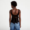 Top cintr&eacute; sans manches col carr&eacute; noir femme