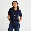 Gilet manches courtes bleu marine femme