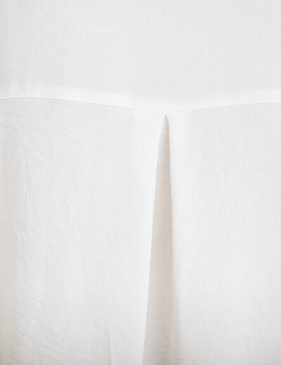 Chemise ample pliss&eacute;e manches longues ecru femme