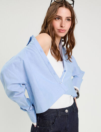 Chemise manches longues bleu ciel femme