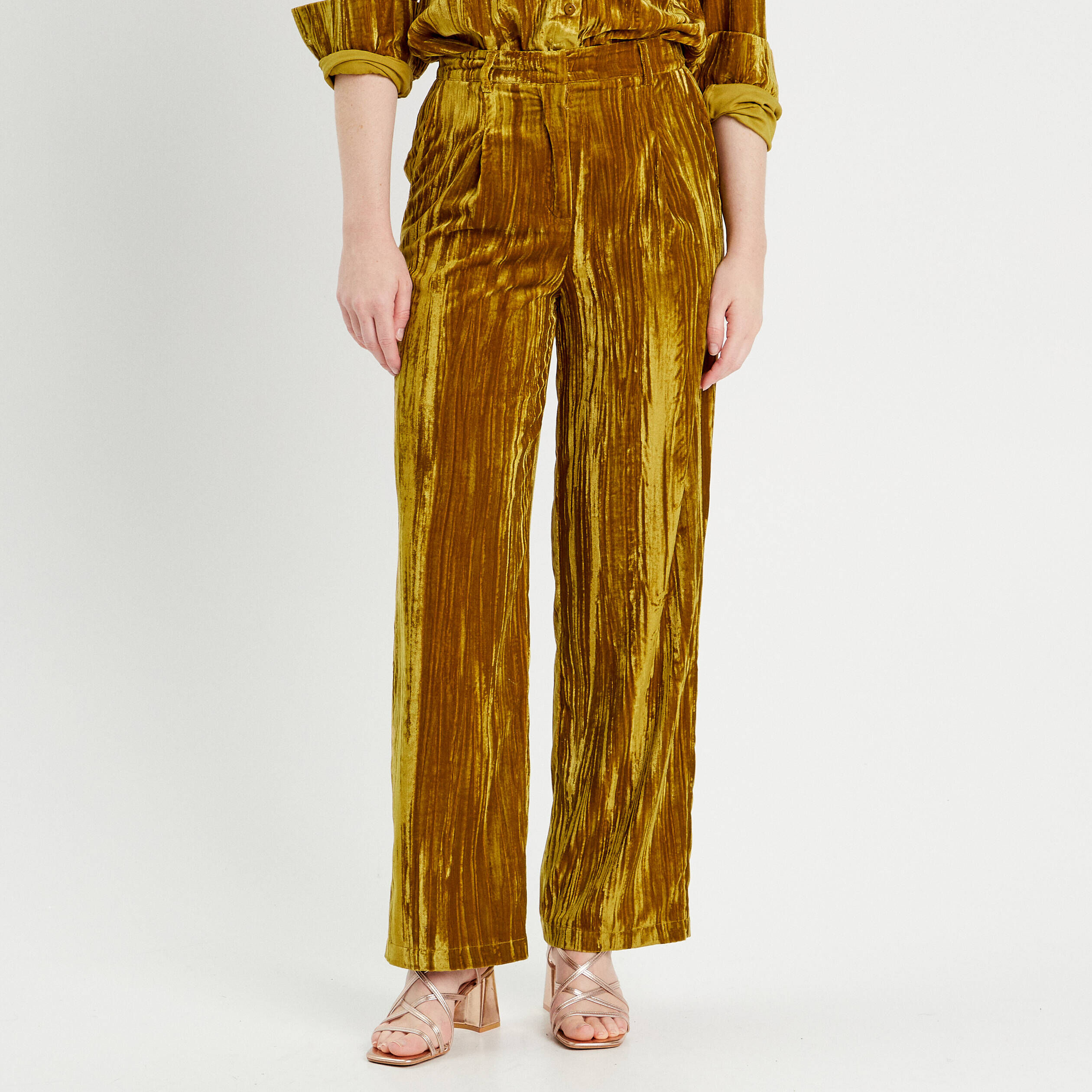 Pantalon En Velours Femme - Taille Haute, Coupe Droite - Léger Et Fluide - Pour Randonnée, Fitness, Quotidien - Avec Poches - 6