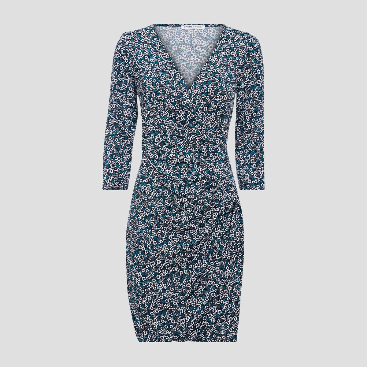 Robe moulante manches 3/4 noir femme