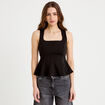 Top cintr&eacute; col carr&eacute; sans manches noir femme