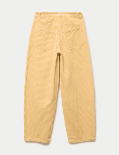 Pantalon large en velours jaune femme