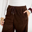 Pantalon jogging taille standard velours marron fonc&eacute; femme