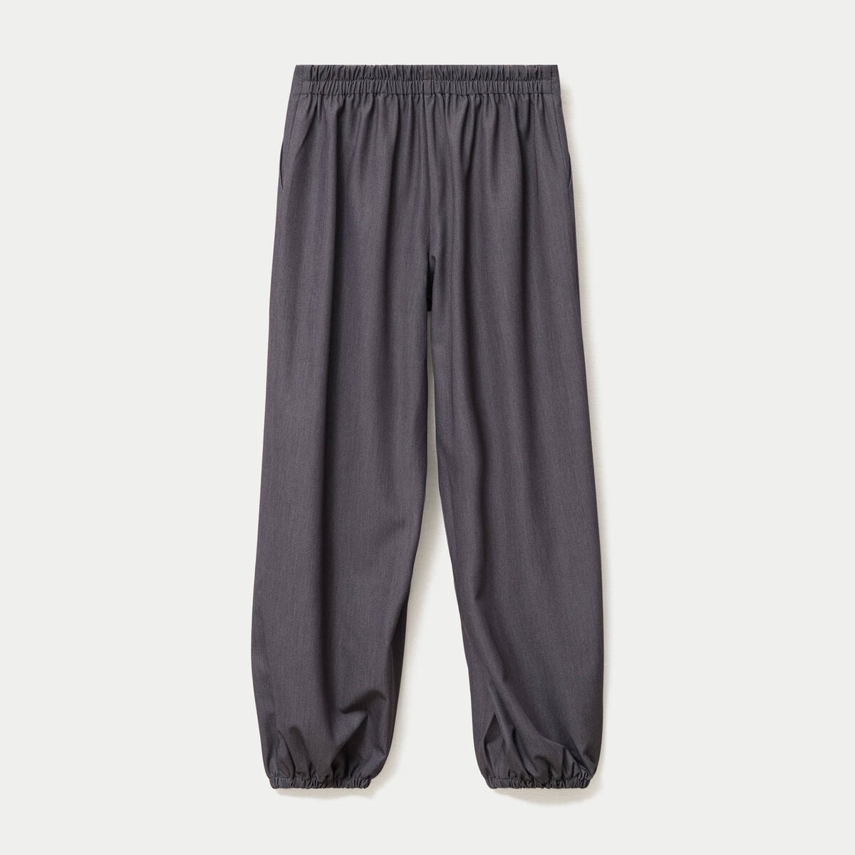Pantalon city taille basse effet boule gris fonc&eacute; femme