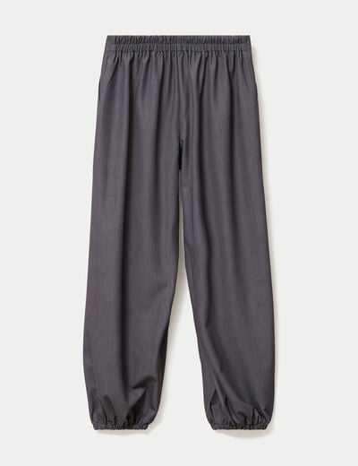 Pantalon city taille basse effet boule gris fonc&eacute; femme
