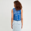 Blouse nou&eacute;e sans manches bleu femme