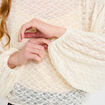 Blouse dentelle col rond manches longues ecru femme
