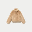 Veste cropped ajustable manches longues beige femme