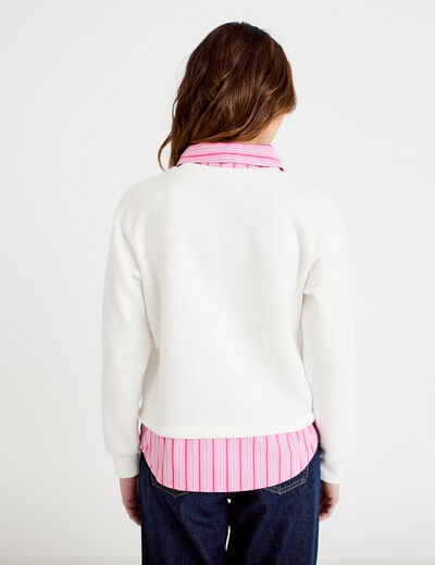 Sweat chemise 2-en-1 ecru femme