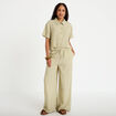 Pantalon large taille standard jaune femme
