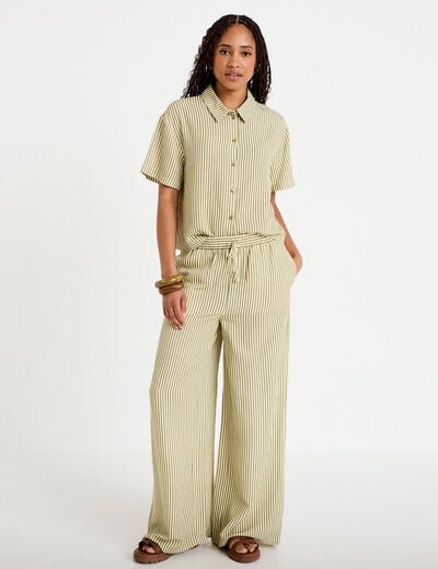 Pantalon large taille standard jaune femme