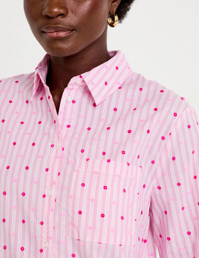 Chemise coupe ample manches longues rose femme
