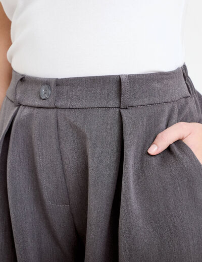 Pantalon large taille haute gris fonc&eacute; femme