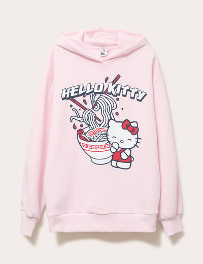 Sweat oversize &agrave; capuche manches longues rose clair femme