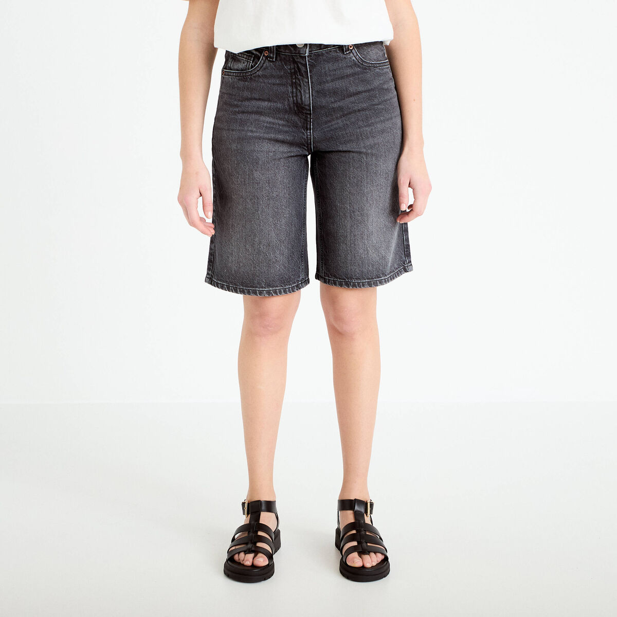 Bermuda en jean denim noir femme