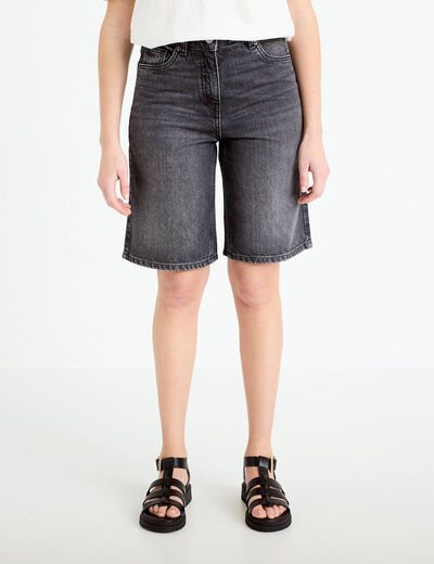 Bermuda en jean denim noir femme