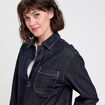 Blouse col chemise manches longues denim brut femme