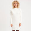 Robe pull &agrave; torsades ecru femme