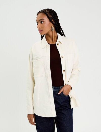 Chemise oversize en velours ivoire femme