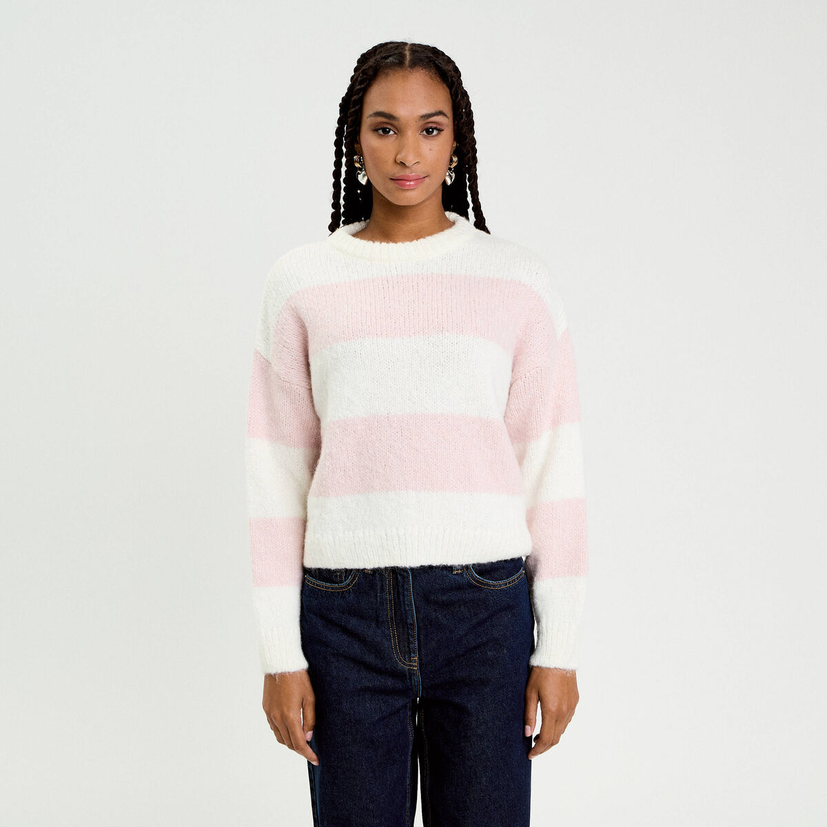 Pull manches longues ecru femme