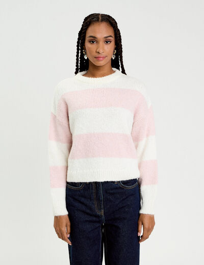 Pull manches longues ecru femme