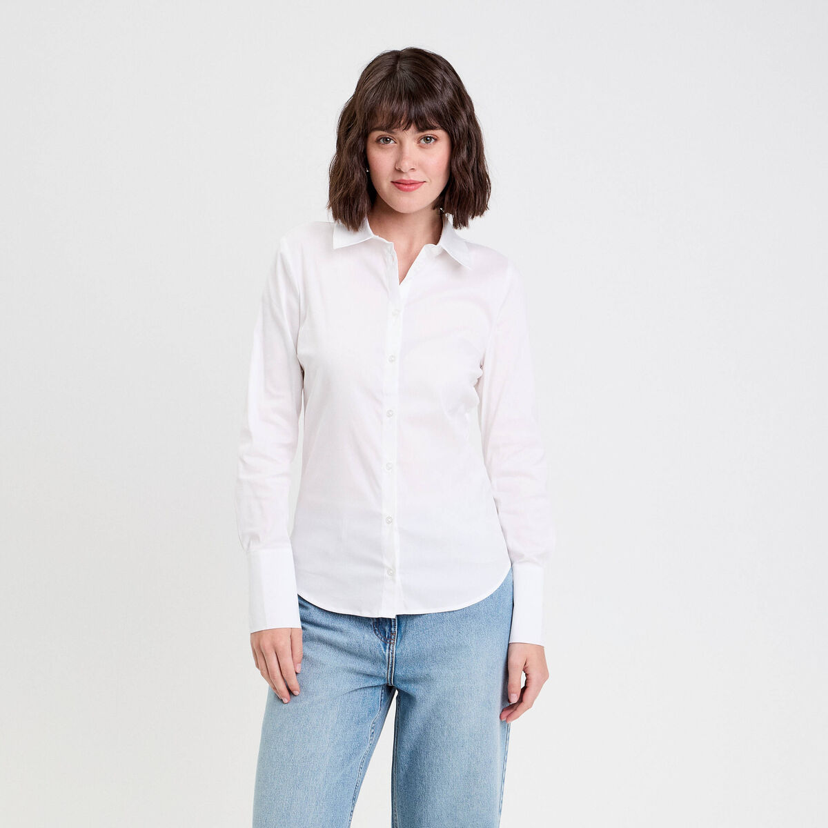 Chemise manches longues ecru femme